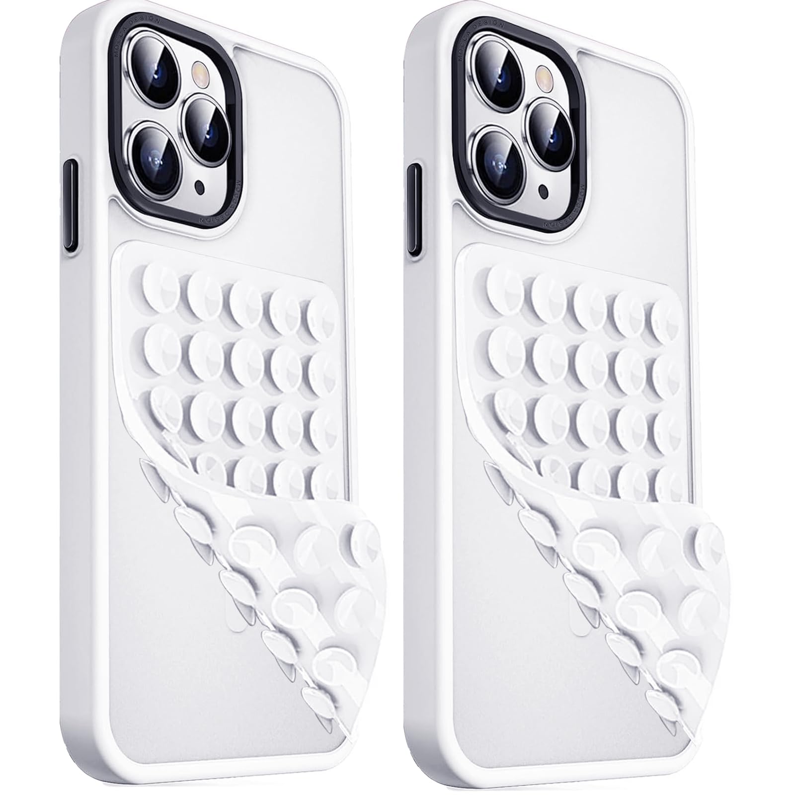 2 Pack Double Sided Silicone Suction Cup Phone Case Mount, Hands-Free Strong Grip Silicon Phone Holder for Selfies and Videos, Non Slip Phone Accessories (LightPink&Translucent)